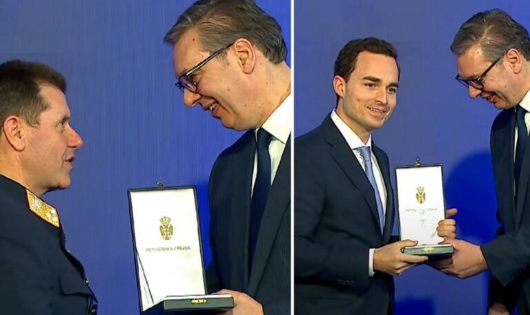 Vucic erht FPÖ-Politiker Krauss und Bundespolizeidirektor Takacs mit Staatsorden
